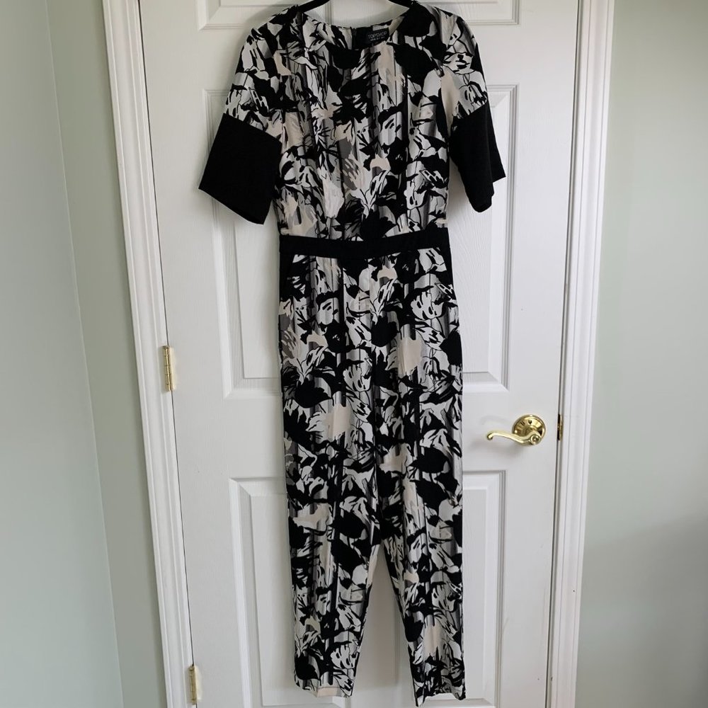 NWOT Topshop Abstract Floral Print Jumpsuit US 4